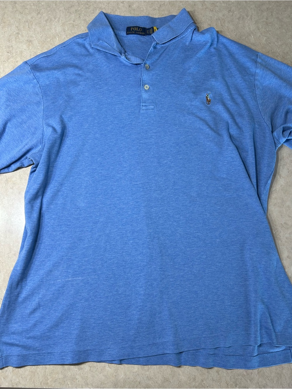 Polo Ralph Lauren Polo Shirt Mens XL Blue Flesh Pony Preppy Casual